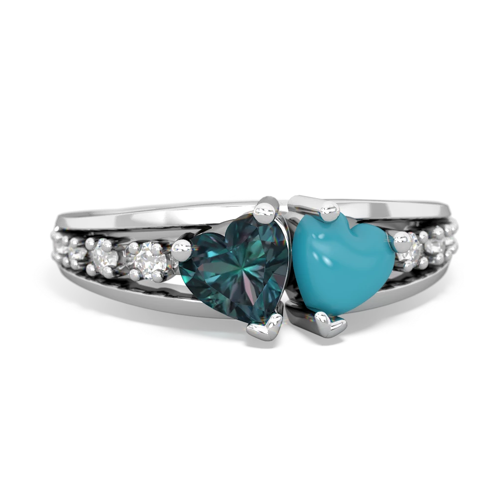 Alexandrite Heart To Heart 14K White Gold ring R3342