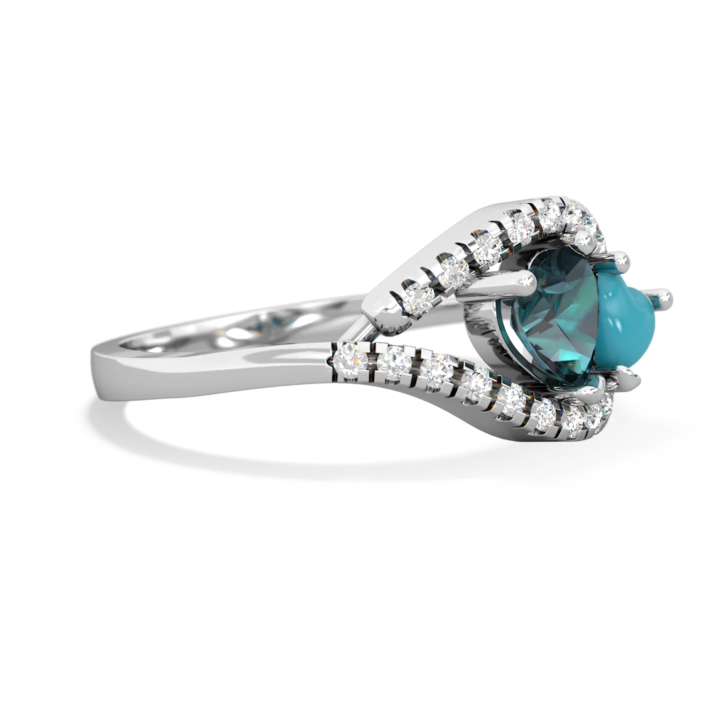 Alexandrite Mother And Child 14K White Gold ring R3010