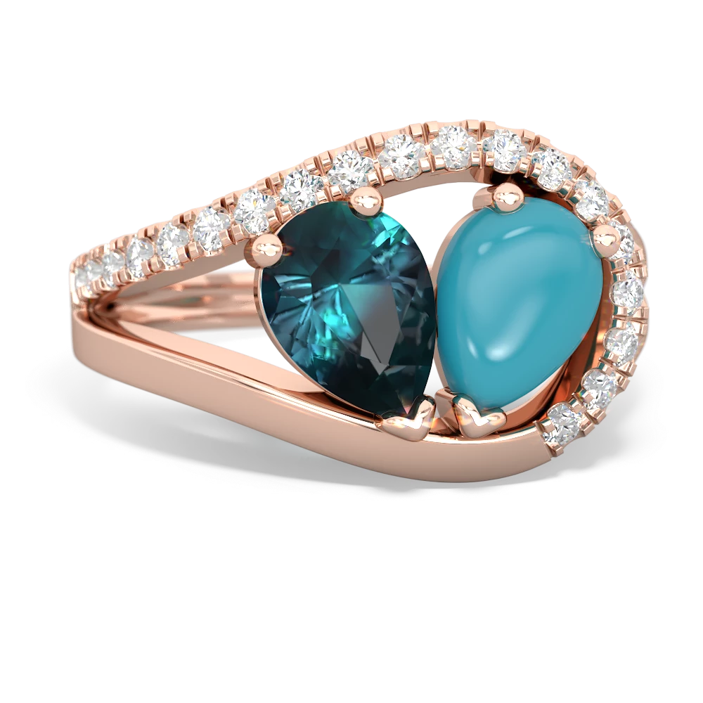 Alexandrite Nestled Heart Keepsake 14K Rose Gold ring R5650