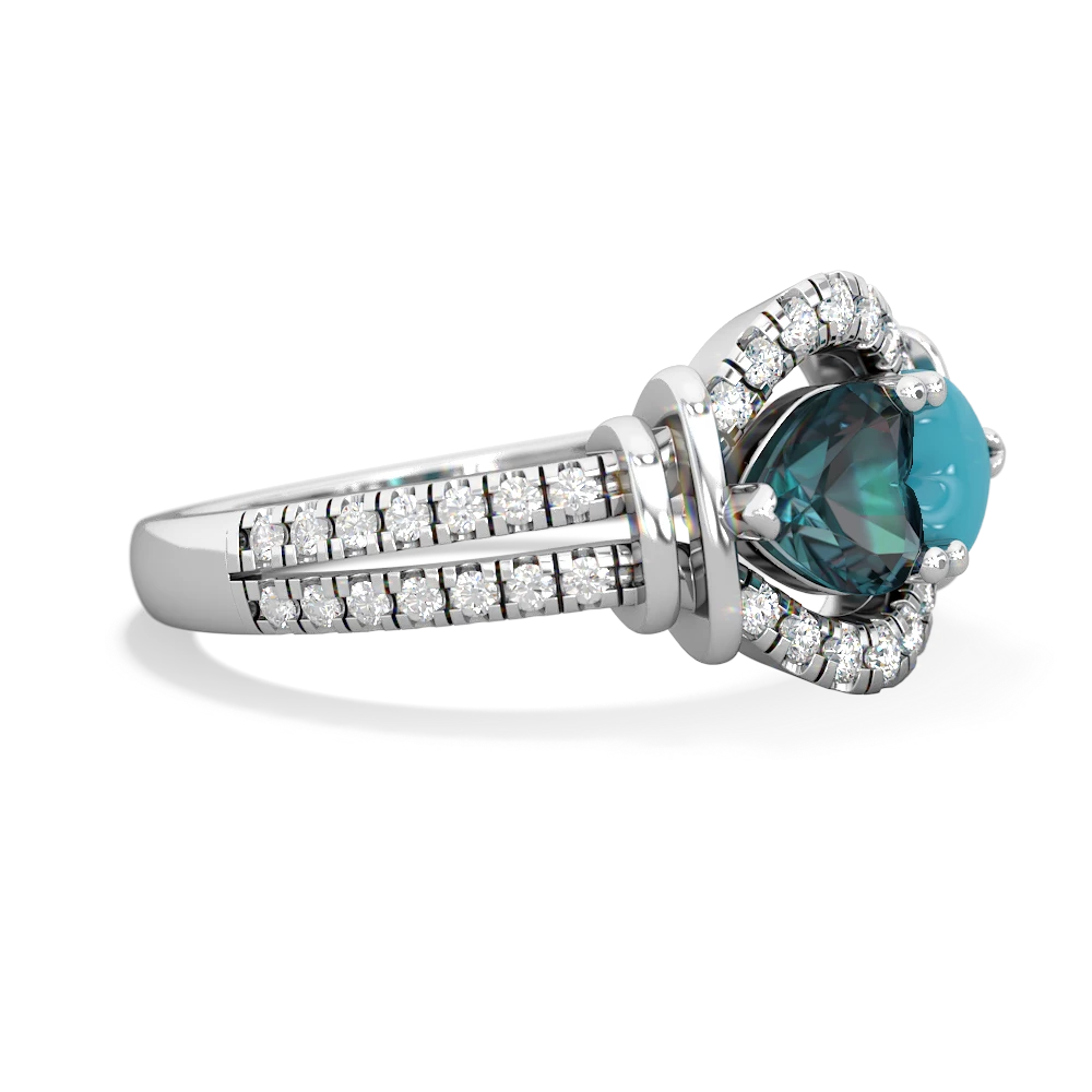 Alexandrite Art-Deco Keepsake 14K White Gold ring R5630