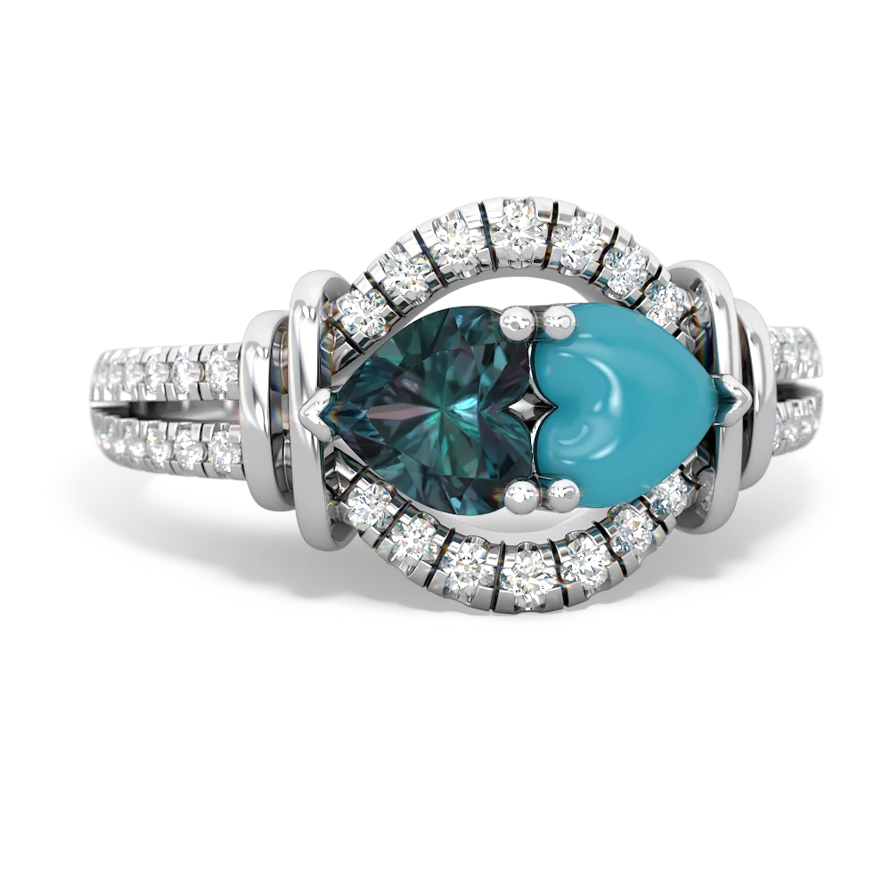 Alexandrite Art-Deco Keepsake 14K White Gold ring R5630