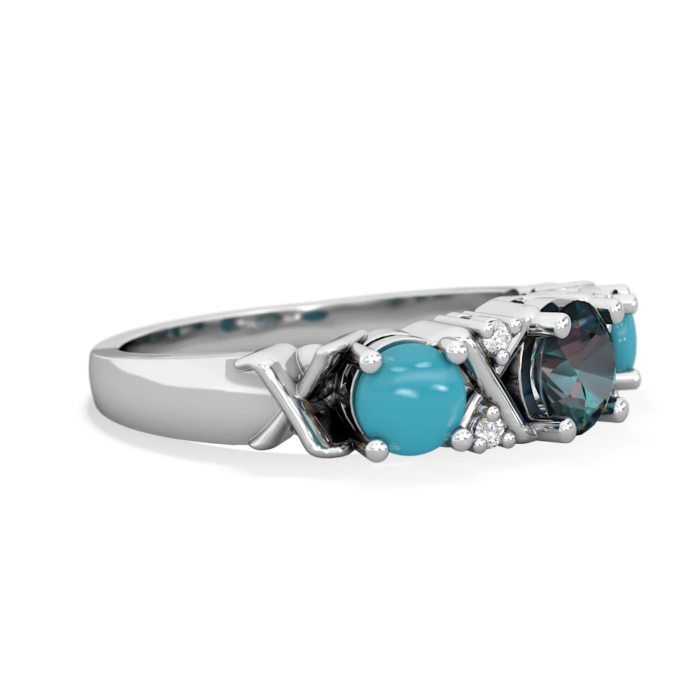 Alexandrite Hugs And Kisses 14K White Gold ring R5016