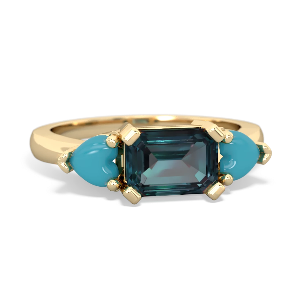 Alexandrite Three Stone 14K Yellow Gold ring R5235