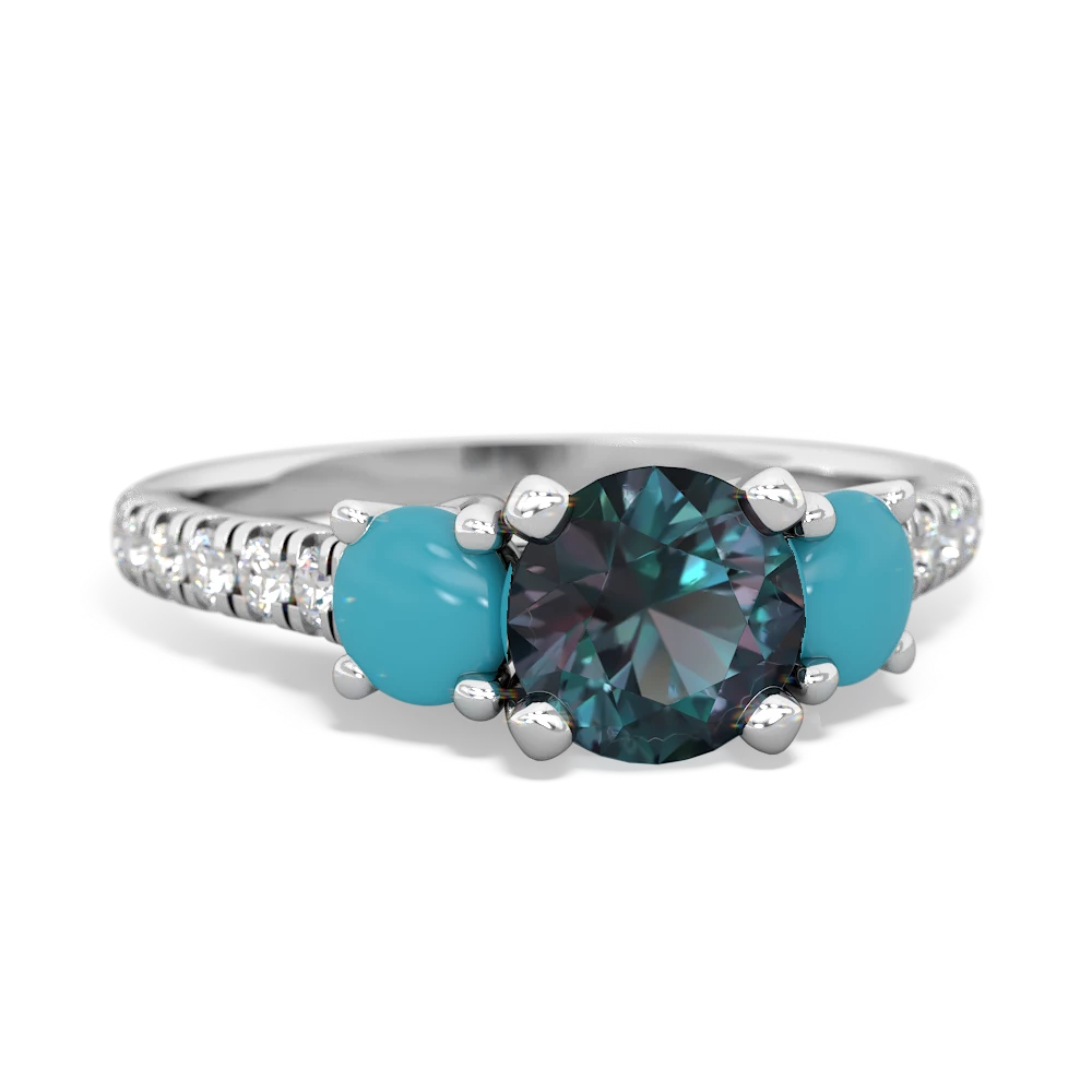 Alexandrite Pave Trellis 14K White Gold ring R5500