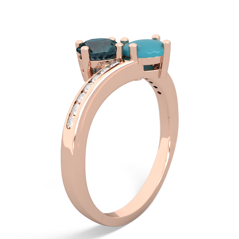 Alexandrite Channel Set Two Stone 14K Rose Gold ring R5303