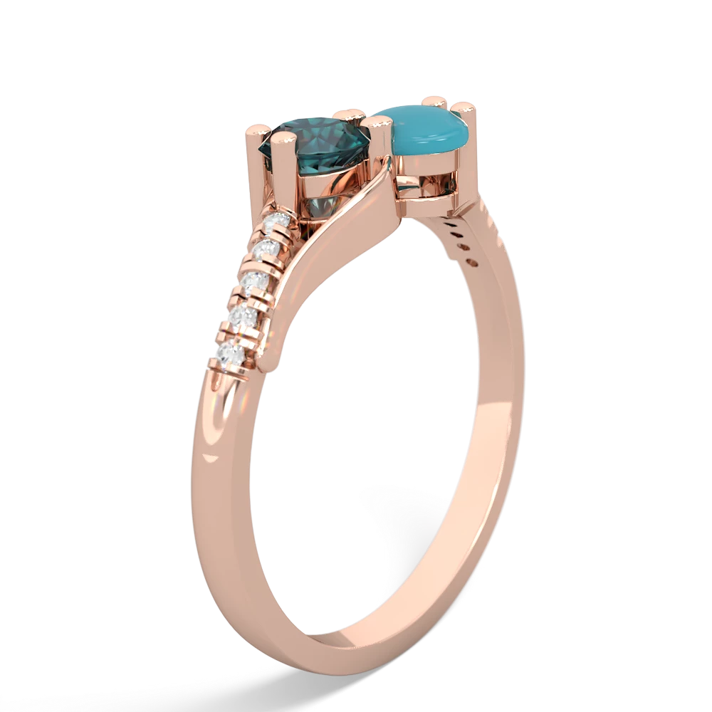 Alexandrite Infinity Pave Two Stone 14K Rose Gold ring R5285