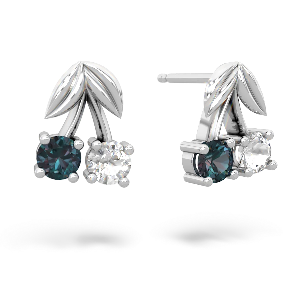 Alexandrite Sweet Cherries 14K White Gold earrings E7001