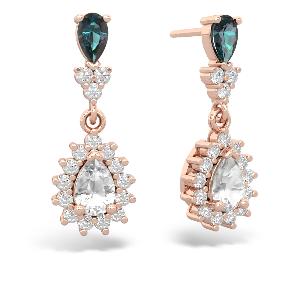 Alexandrite Halo Pear Dangle 14K Rose Gold earrings E1882