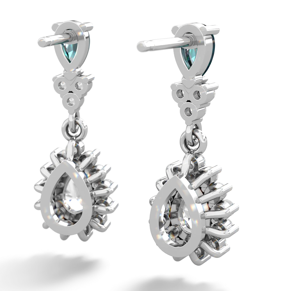 Alexandrite Halo Pear Dangle 14K White Gold earrings E1882