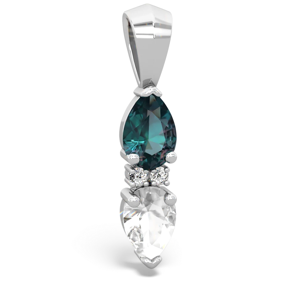 Alexandrite Bowtie Drop 14K White Gold pendant P0865