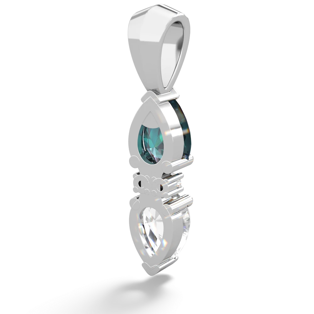 Alexandrite Bowtie Drop 14K White Gold pendant P0865