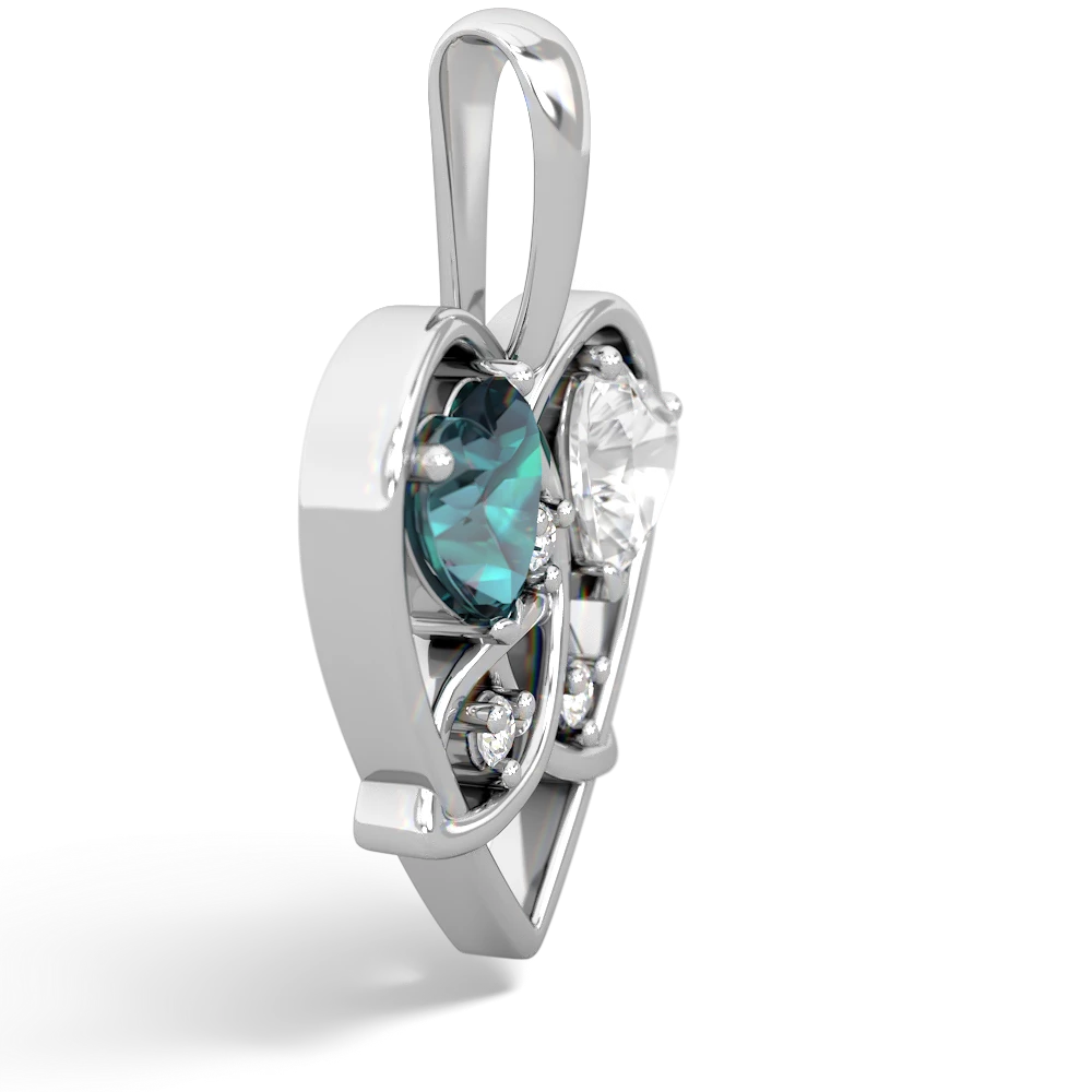 Alexandrite Celtic Trinity Heart 14K White Gold pendant P5331