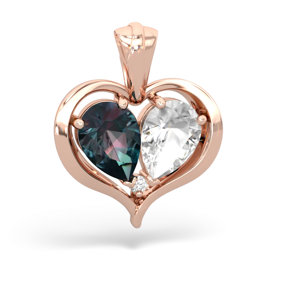 Alexandrite Two Become One 14K Rose Gold pendant P5330