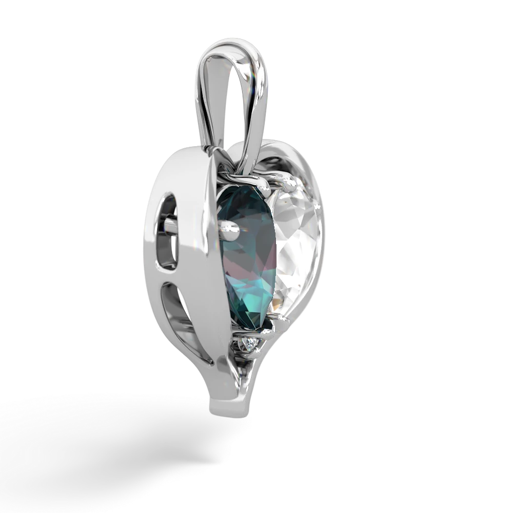 Alexandrite Two Become One 14K White Gold pendant P5330