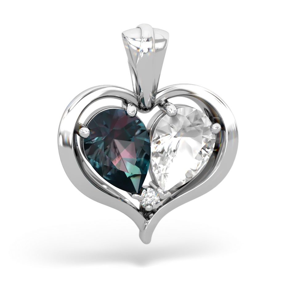 Alexandrite Two Become One 14K White Gold pendant P5330