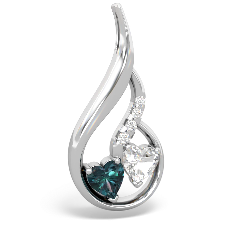 Alexandrite Keepsake Curves 14K White Gold pendant P5450