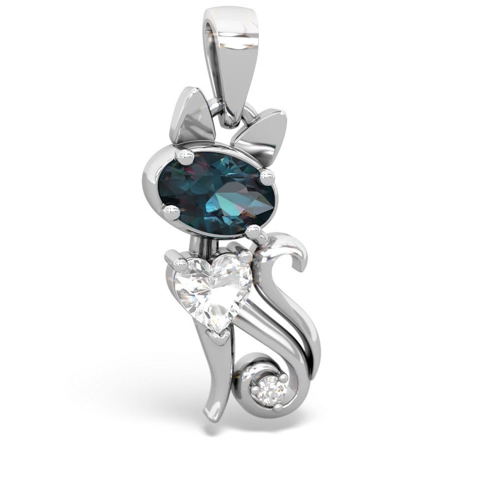 Alexandrite Kitten 14K White Gold pendant P5780