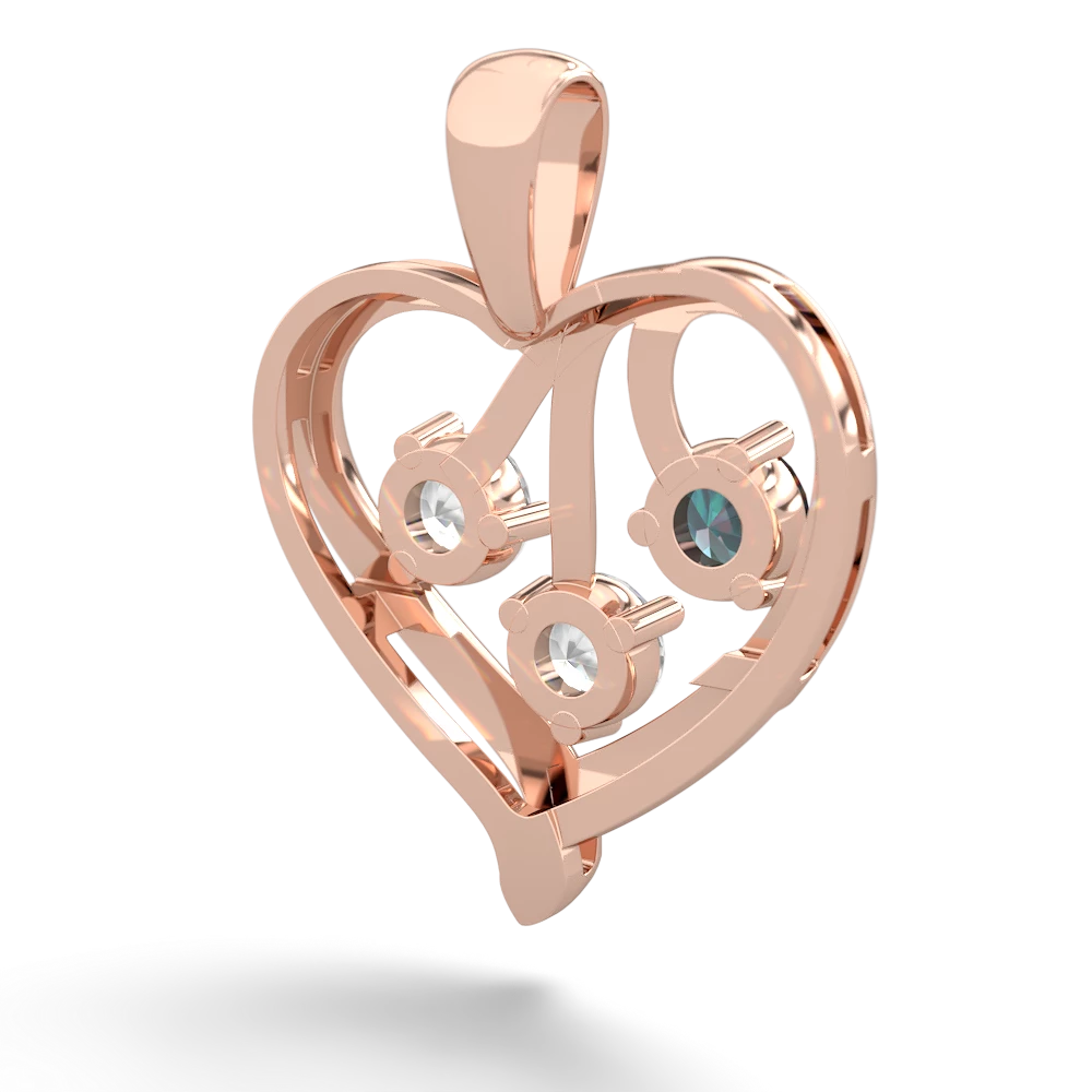 Alexandrite Glowing Heart 14K Rose Gold pendant P2233