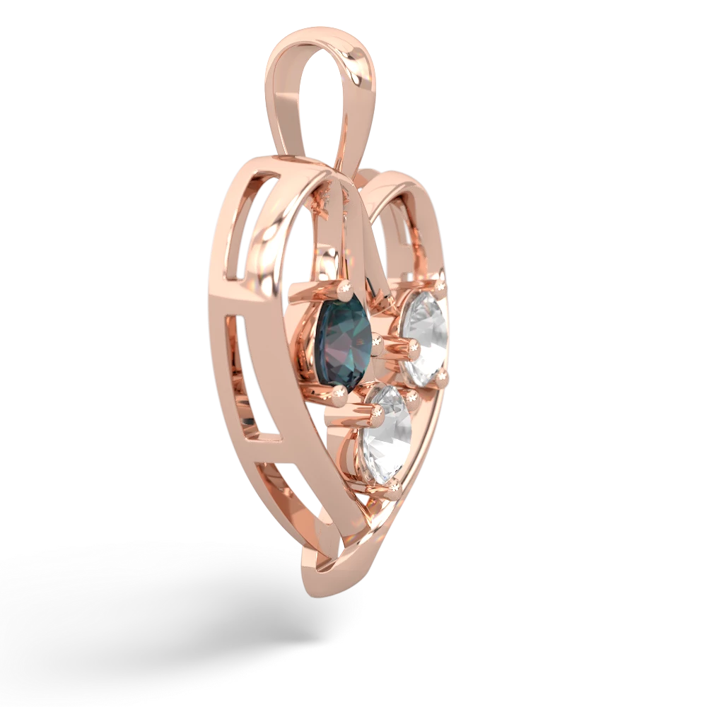 Alexandrite Glowing Heart 14K Rose Gold pendant P2233