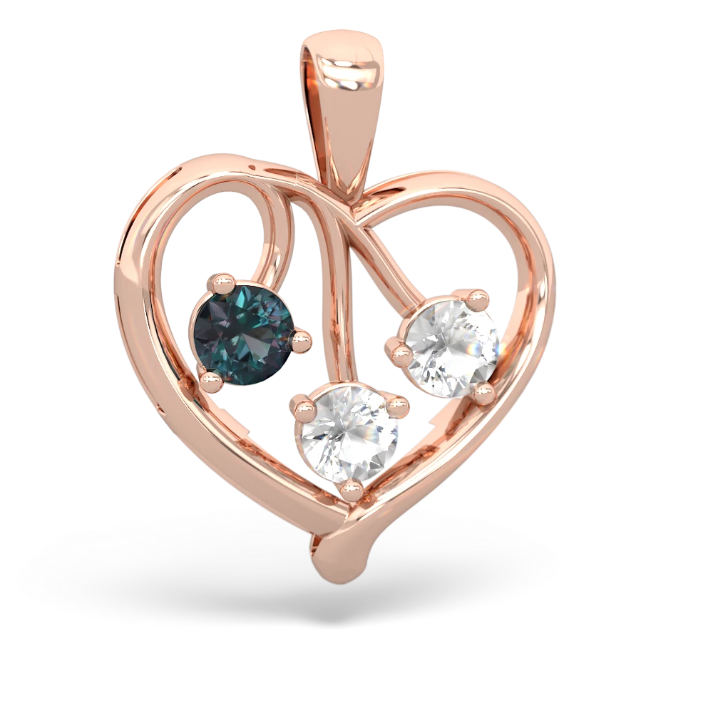 Alexandrite Glowing Heart 14K Rose Gold pendant P2233