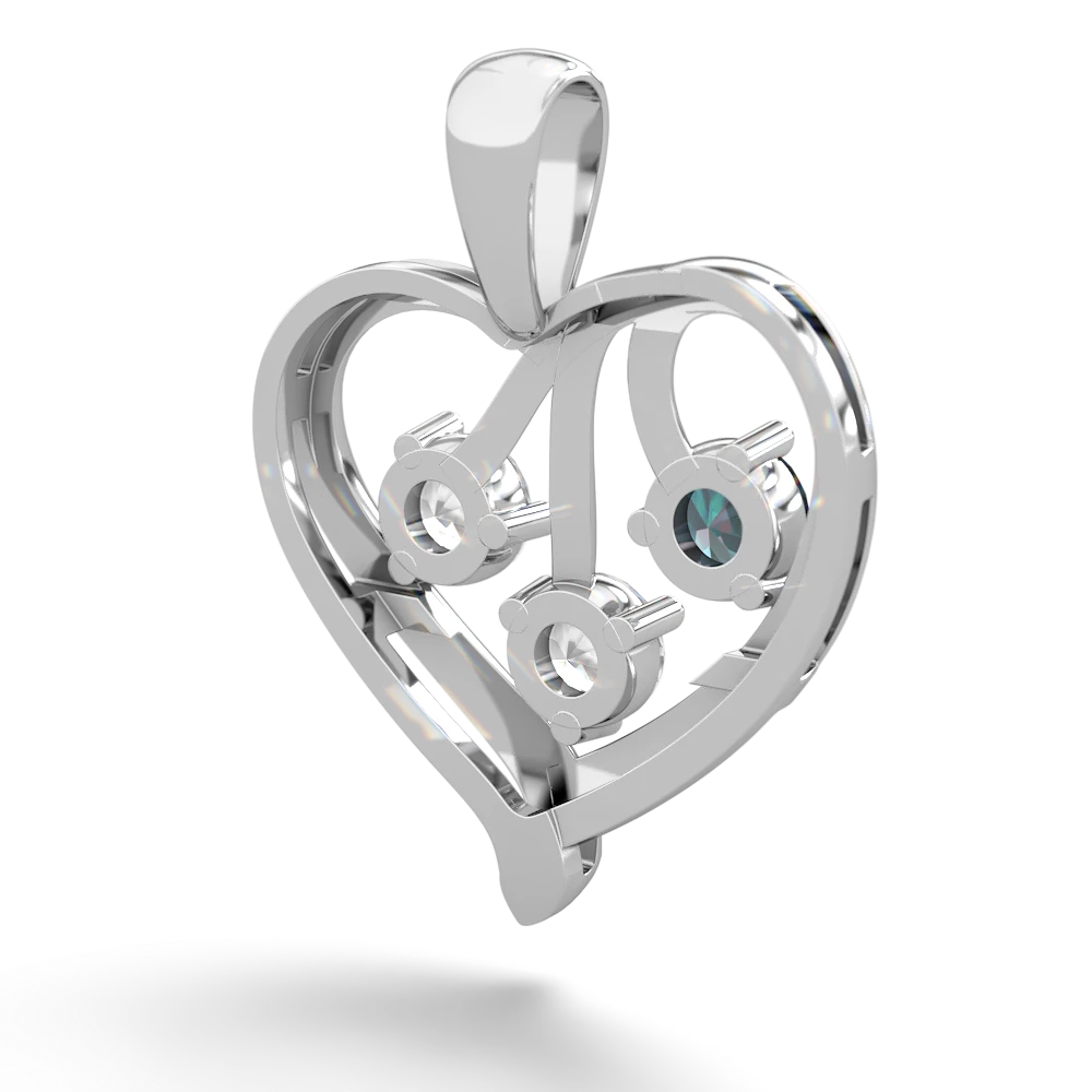 Alexandrite Glowing Heart 14K White Gold pendant P2233