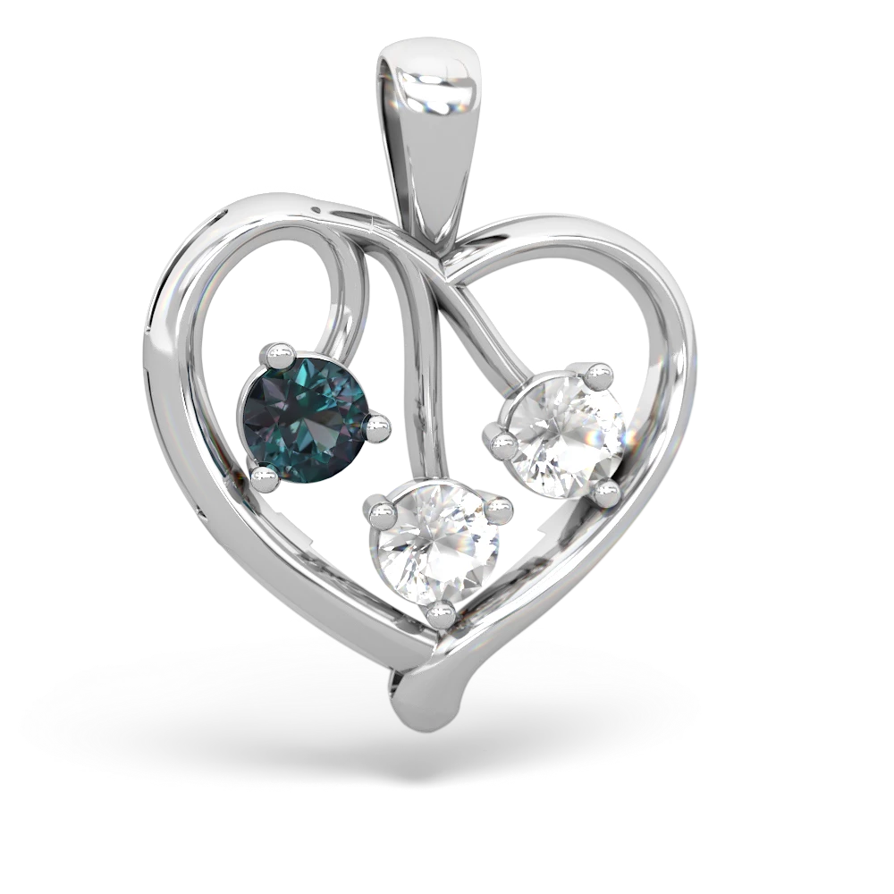 Alexandrite Glowing Heart 14K White Gold pendant P2233