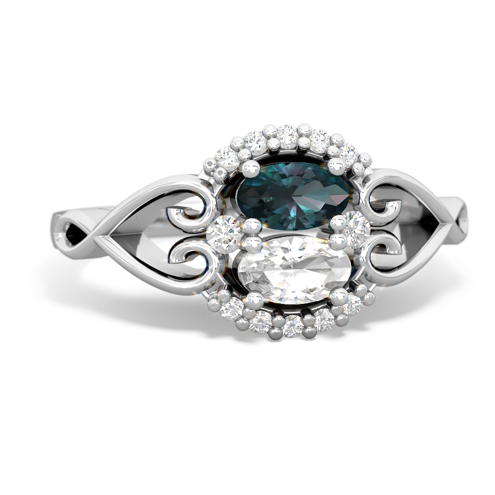 Alexandrite Love Nest 14K White Gold ring R5860