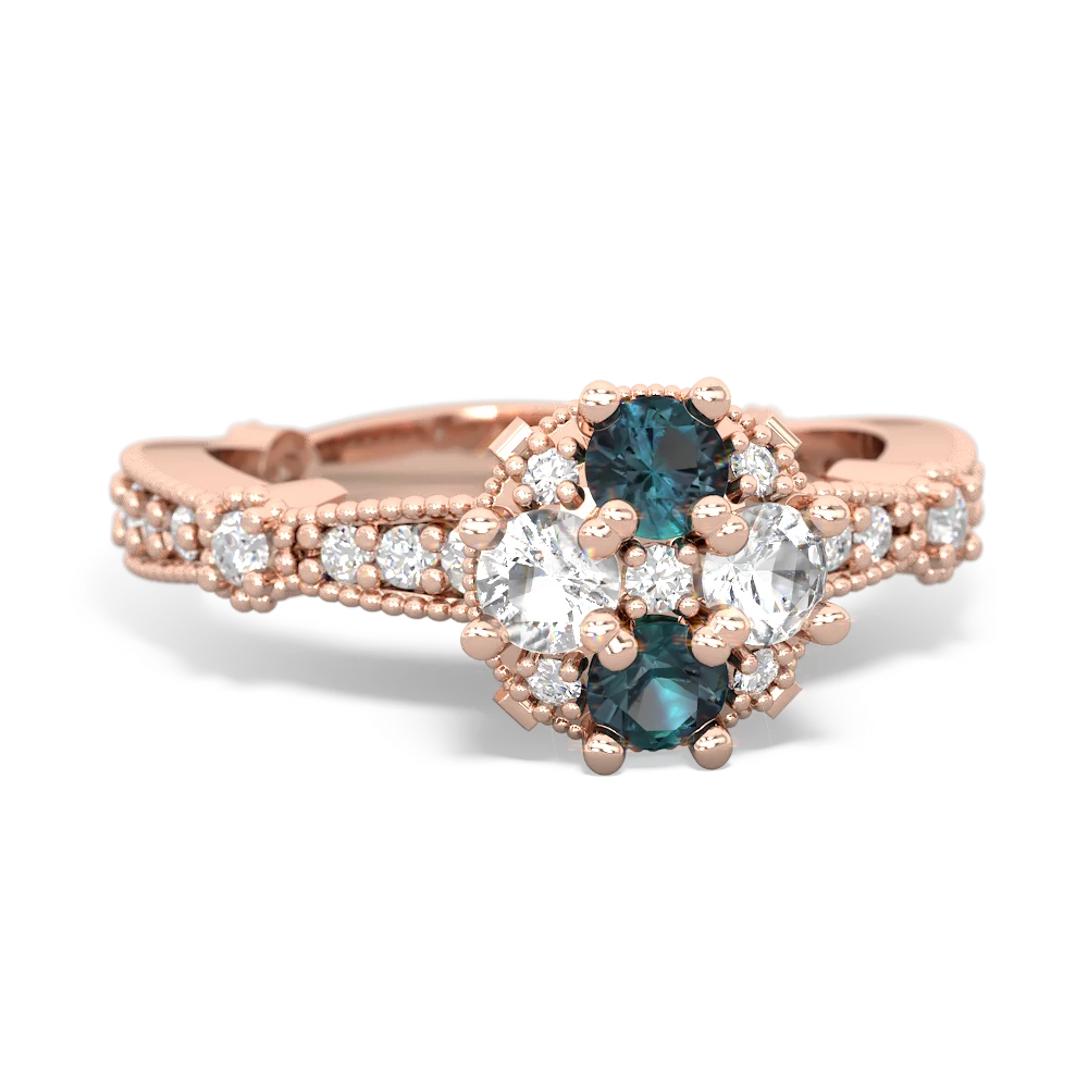 Alexandrite Sparkling Tiara Cluster 14K Rose Gold ring R26293RD