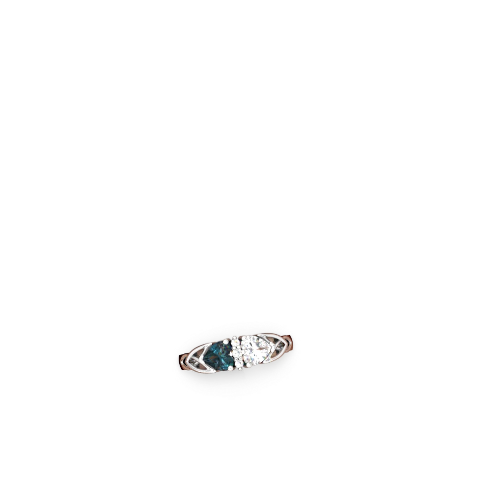 Alexandrite Celtic Knot Double Heart 14K White Gold ring R5040