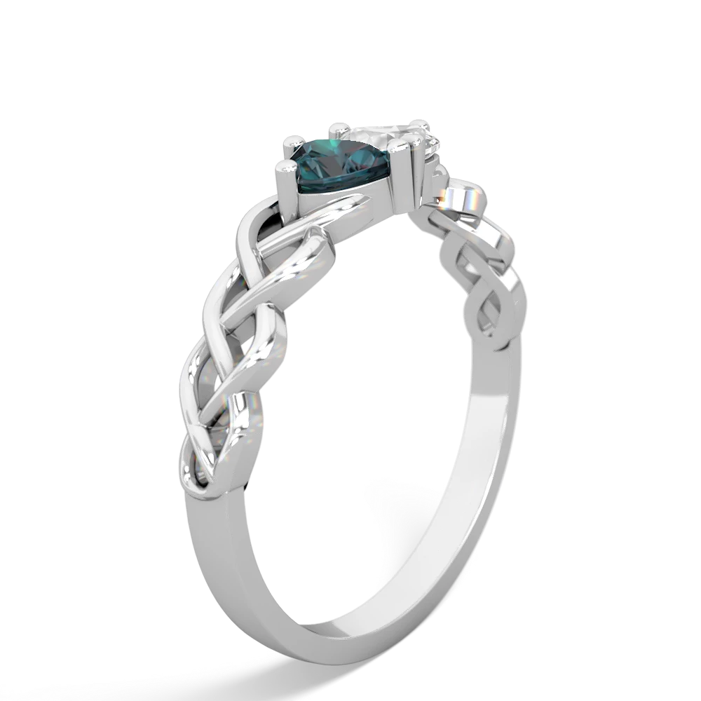 Alexandrite Heart To Heart Braid 14K White Gold ring R5870