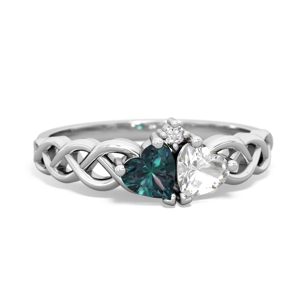 Alexandrite Heart To Heart Braid 14K White Gold ring R5870