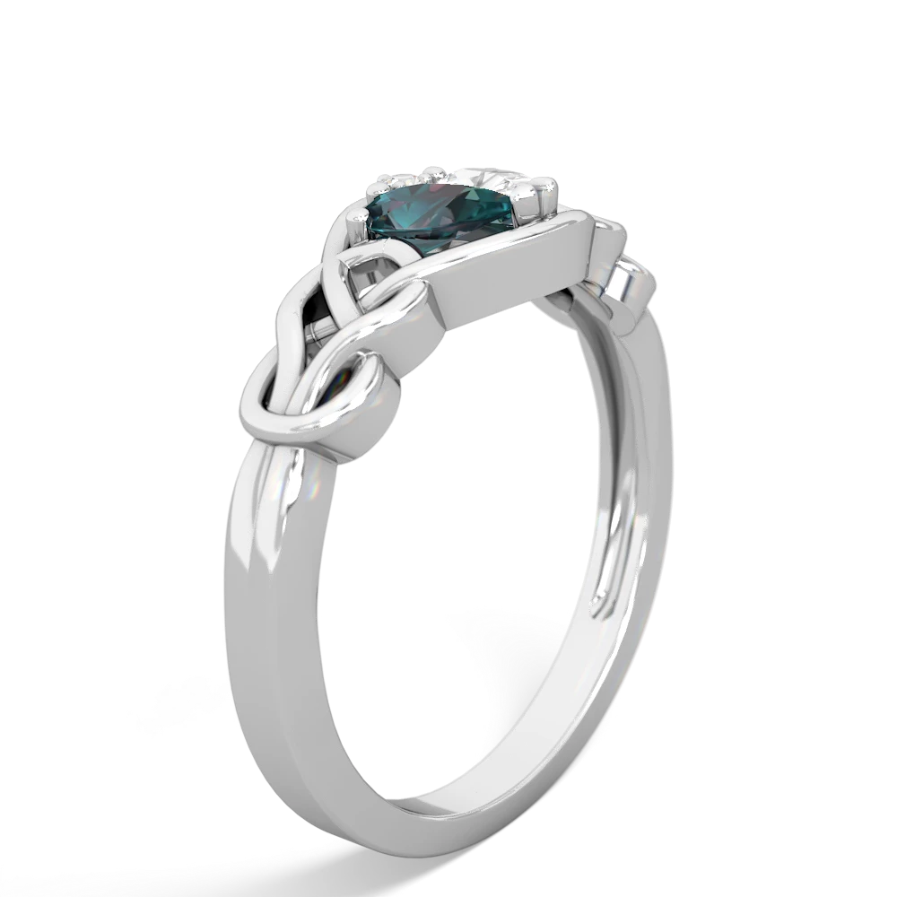 Alexandrite Celtic Love Knot 14K White Gold ring R5420