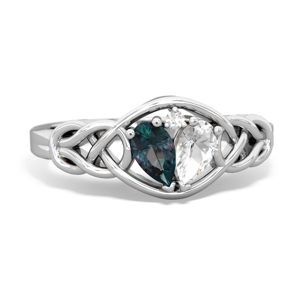 Alexandrite Celtic Love Knot 14K White Gold ring R5420