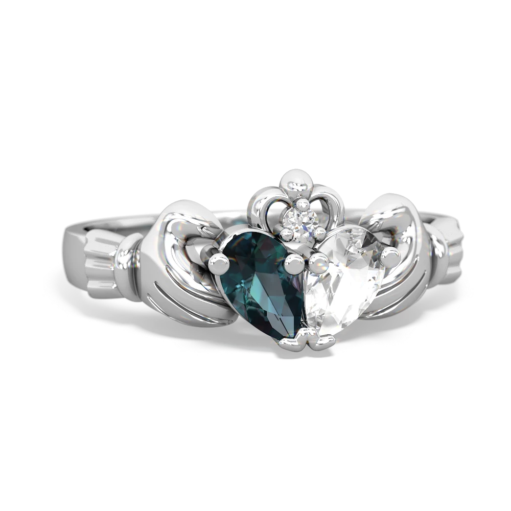 Alexandrite 'Our Heart' Claddagh 14K White Gold ring R2388