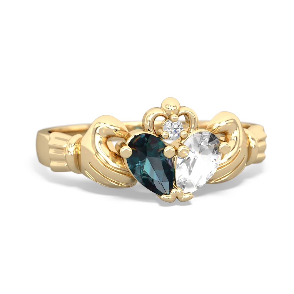 Alexandrite 'Our Heart' Claddagh 14K Yellow Gold ring R2388