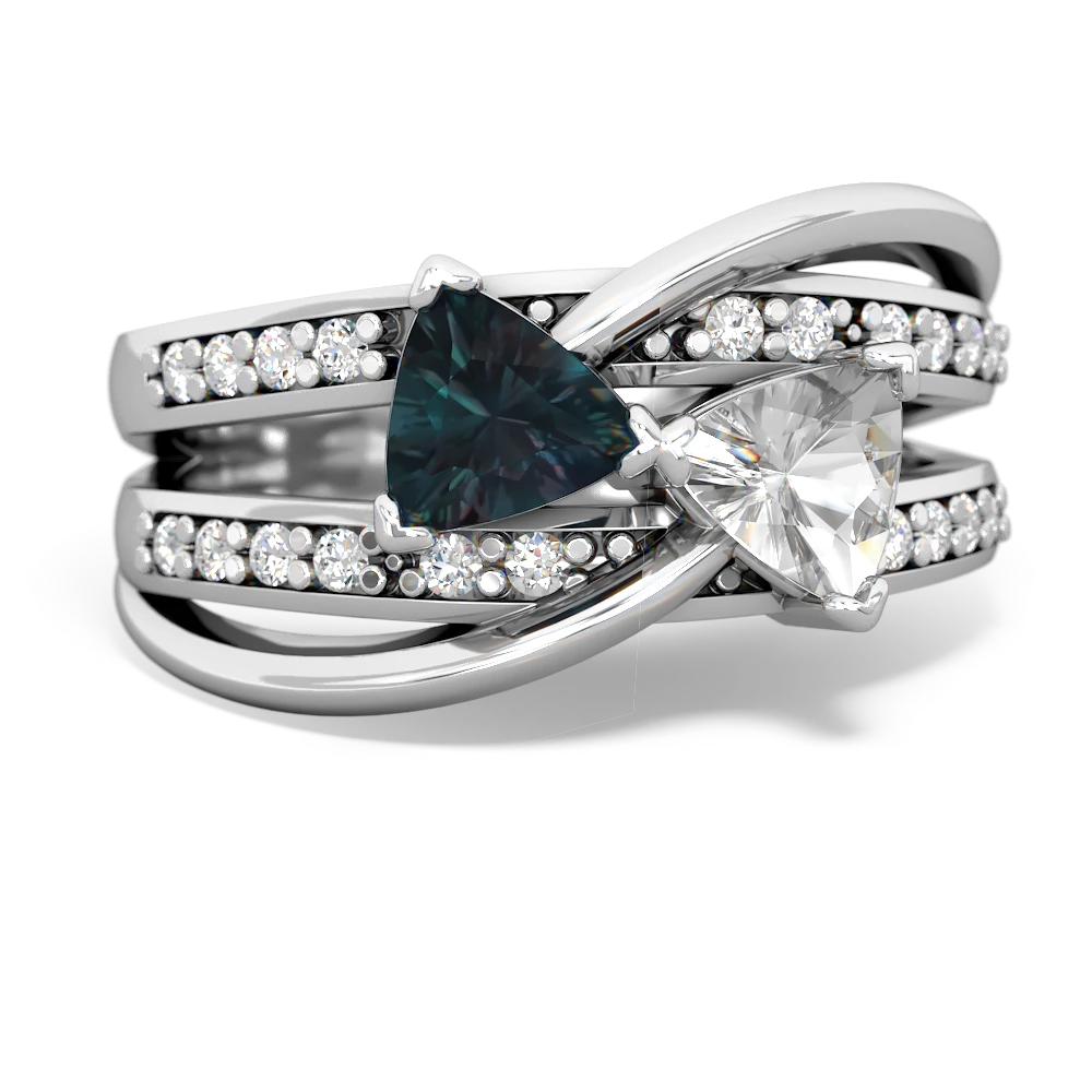 Alexandrite Bowtie 14K White Gold ring R2360