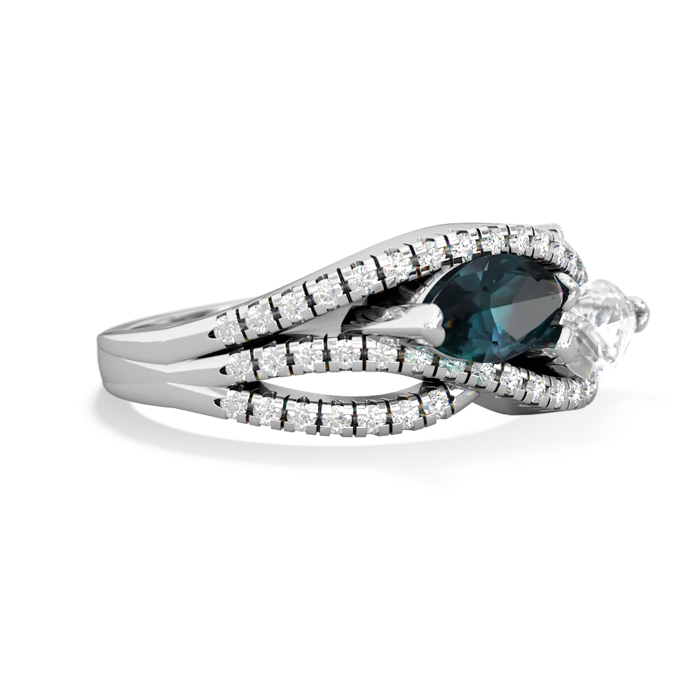 Alexandrite Diamond Rivers 14K White Gold ring R3070