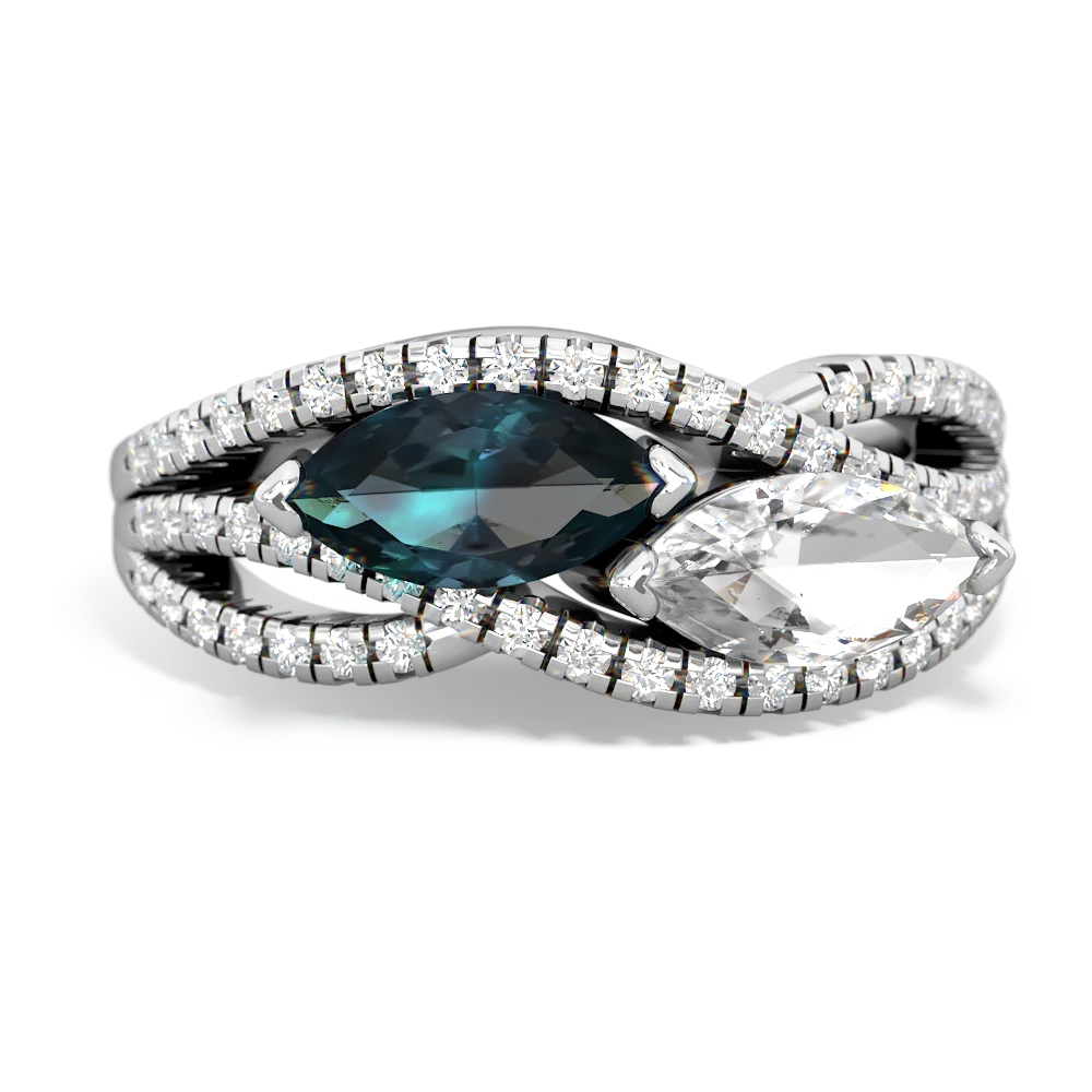 Alexandrite Diamond Rivers 14K White Gold ring R3070