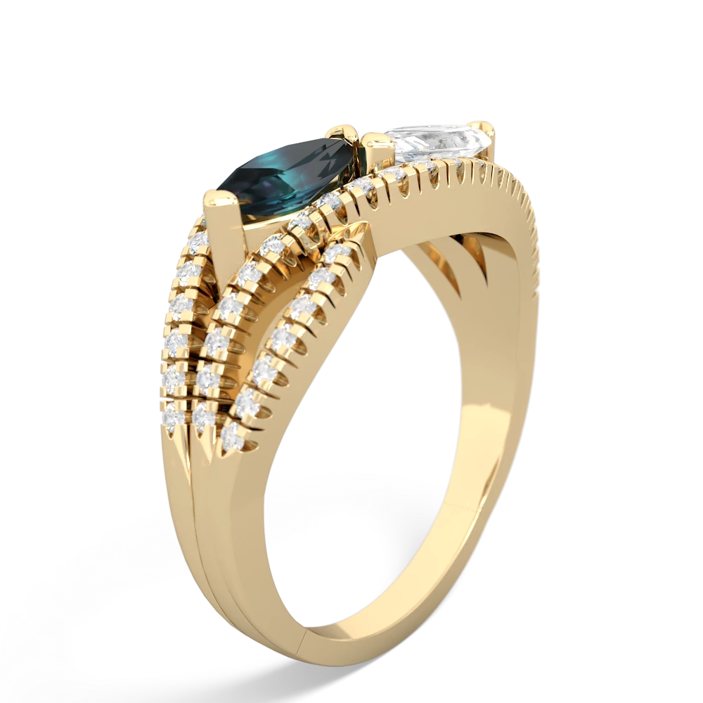 Alexandrite Diamond Rivers 14K Yellow Gold ring R3070