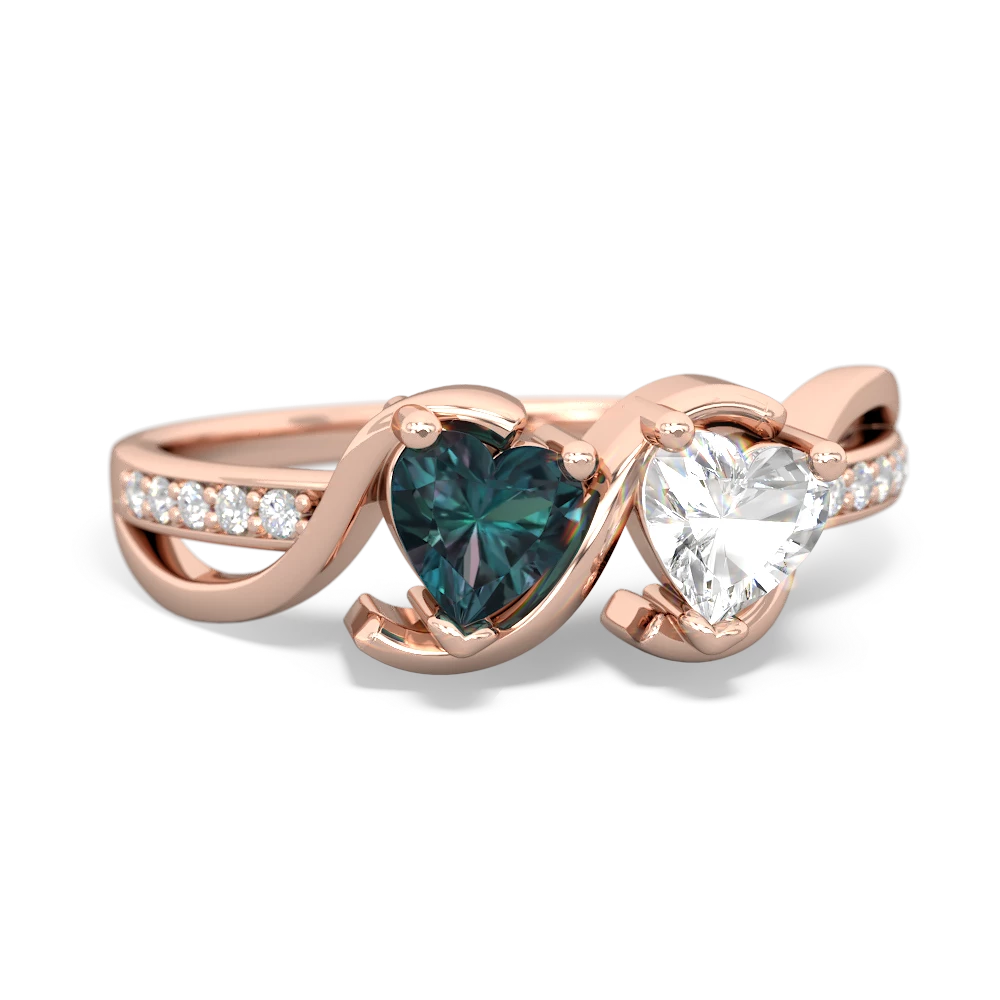 Alexandrite Side By Side 14K Rose Gold ring R3090