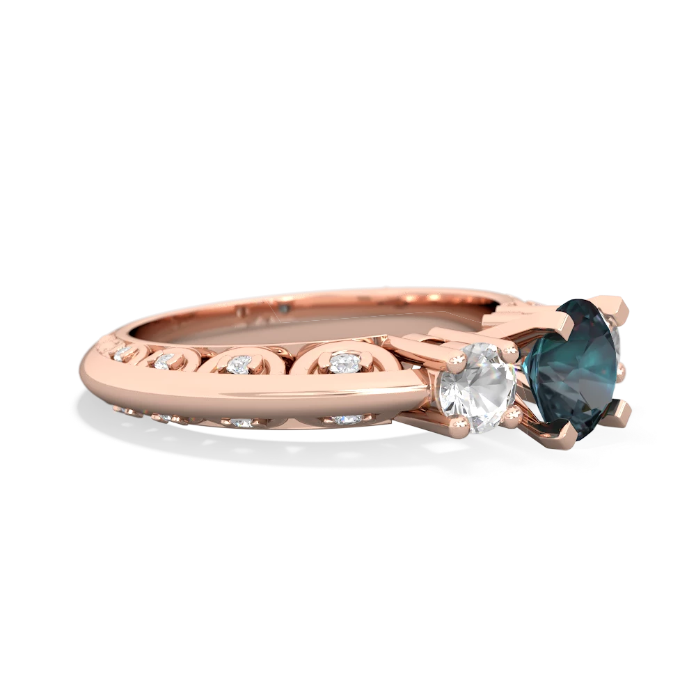 Alexandrite Art Deco Eternal Embrace Engagement 14K Rose Gold ring C2003