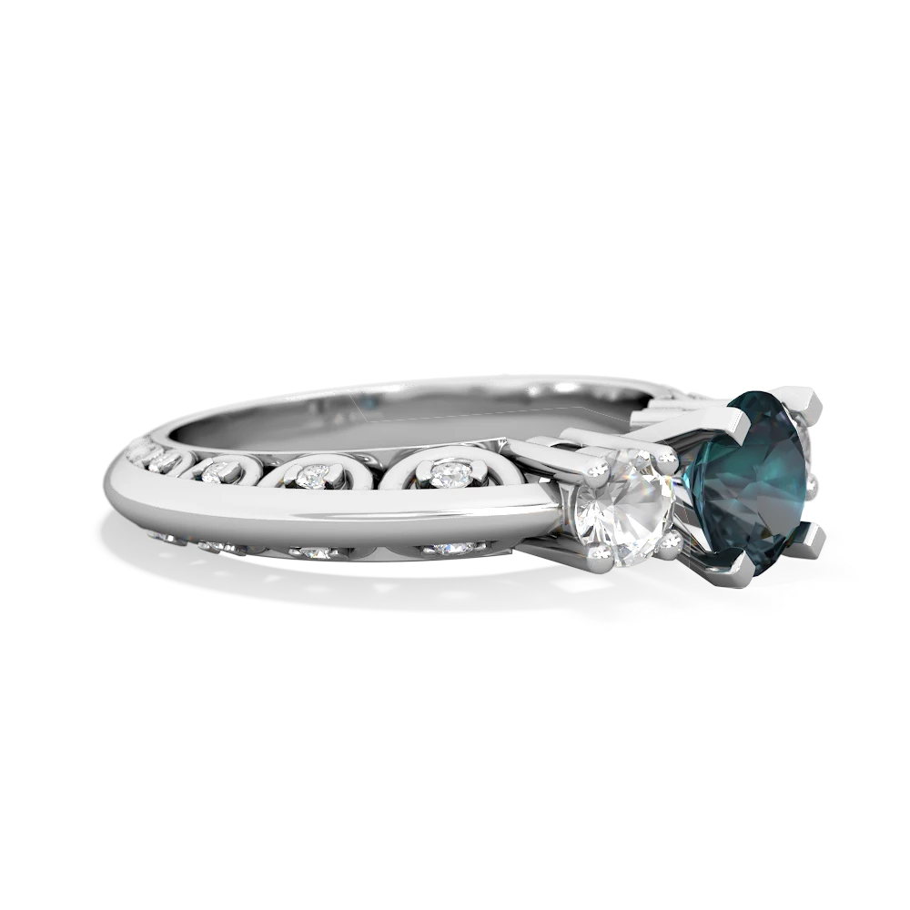 Alexandrite Art Deco Eternal Embrace Engagement 14K White Gold ring C2003