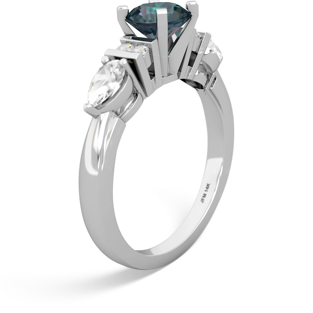 Alexandrite 6Mm Round Eternal Embrace Engagement 14K White Gold ring R2005