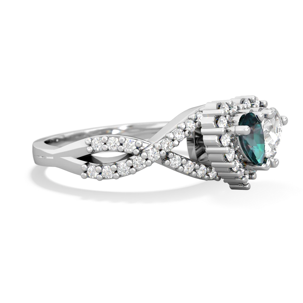 Alexandrite Diamond Twist 'One Heart' 14K White Gold ring R2640HRT