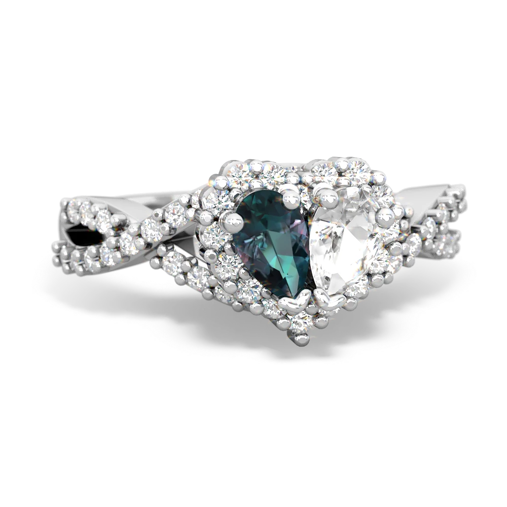 Alexandrite Diamond Twist 'One Heart' 14K White Gold ring R2640HRT