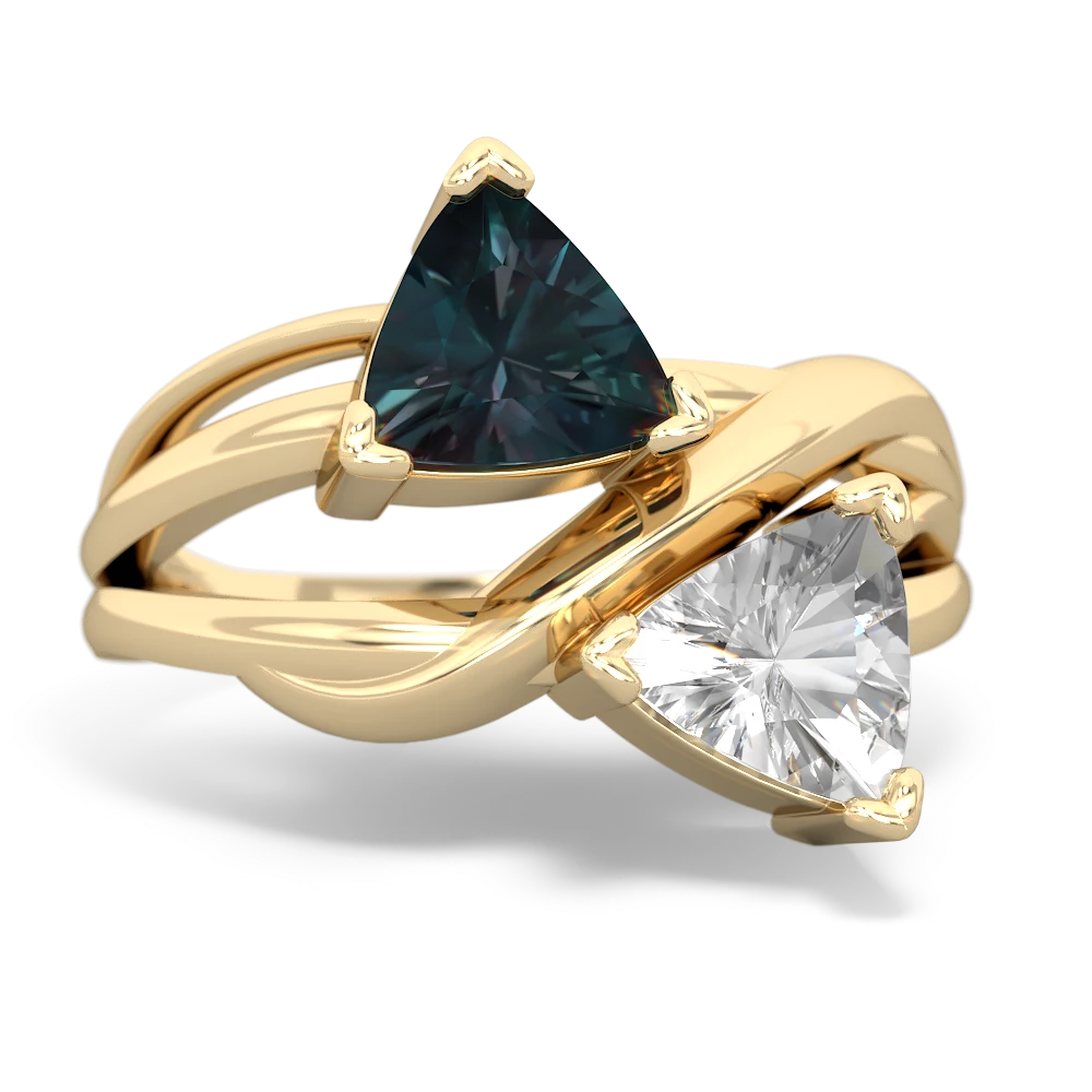 Alexandrite Split Band Swirl 14K Yellow Gold ring R2341