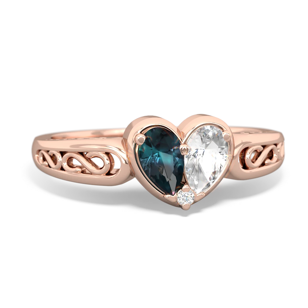 Alexandrite Filligree 'One Heart' 14K Rose Gold ring R5070