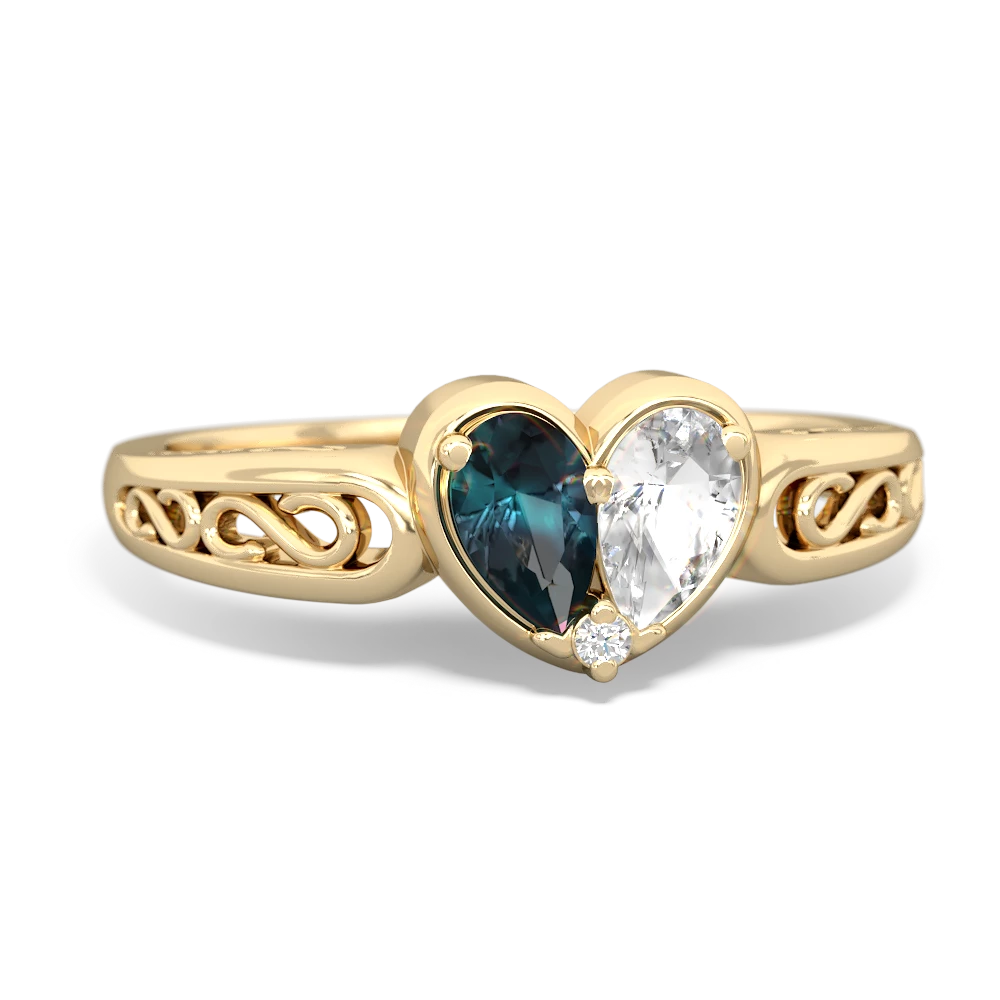 Alexandrite Filligree 'One Heart' 14K Yellow Gold ring R5070