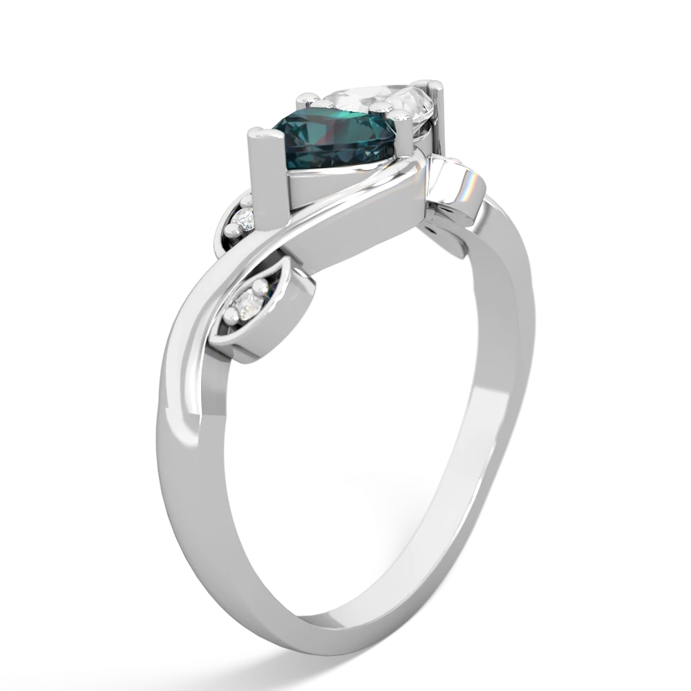 Alexandrite Floral Elegance 14K White Gold ring R5790