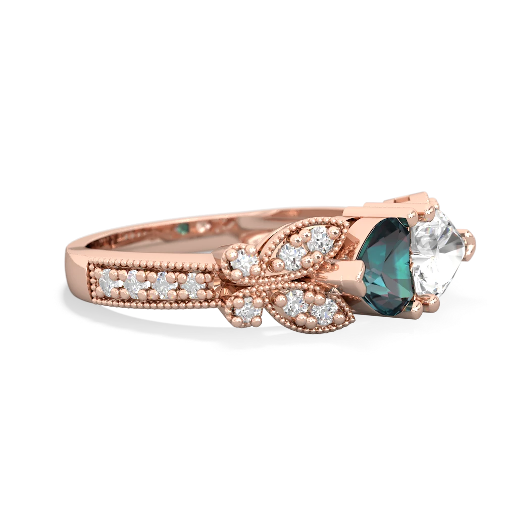 Alexandrite Diamond Butterflies 14K Rose Gold ring R5601